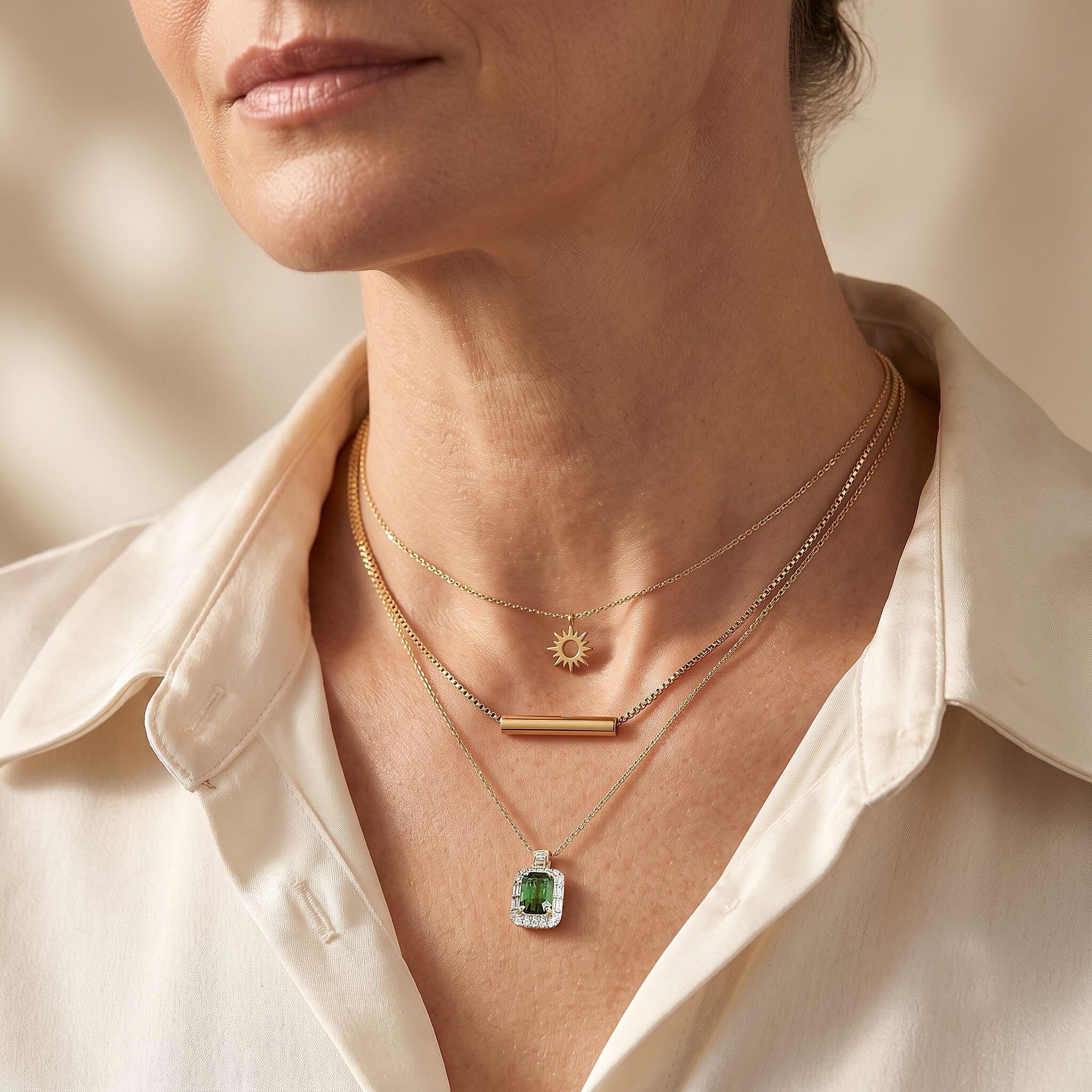 Certified & Appraised AAA Sapo Tourmaline and Luxuriant Lab Grown Diamond G-H SI 1.90 ctw Pendant Necklace in 10K Yellow Gold 18 Inches