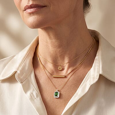 Certified & Appraised AAA Sapo Tourmaline and Luxuriant Lab Grown Diamond G-H SI 1.90 ctw Pendant Necklace in 10K Yellow Gold 18 Inches