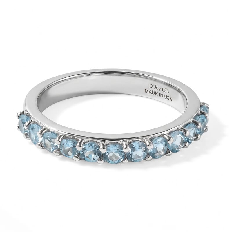 D'Joy Freshwater Pearl, Apatite and Moissanite 1.65 ctw Set of 4 Coastal Brilliance Ring in Rhodium Over Sterling Silver (Size 6.0)
