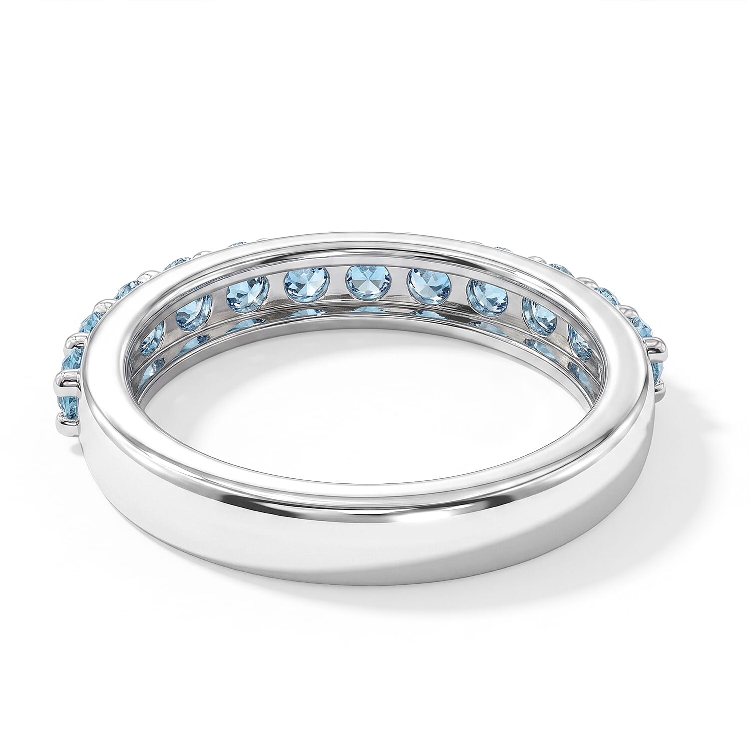 D'Joy AAA Apatite, Fresh Water Pearl and Moissanite 1.65 ctw Set of 4 Ring in Rhodium Over Sterling Silver (Size 7.0)