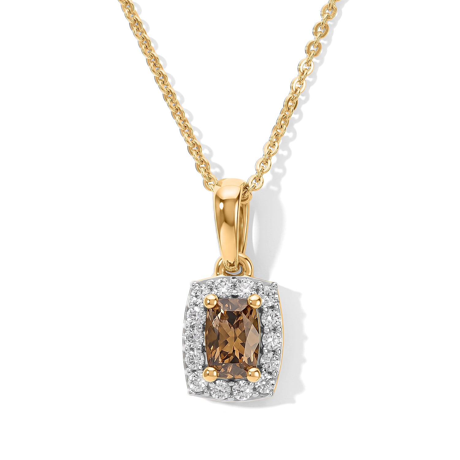 D'Joy Premium Golden Tanzanite and Moissanite 0.75 ctw Pendant Necklace in 18K Vermeil Yellow Gold Over Sterling Silver 20 Inches