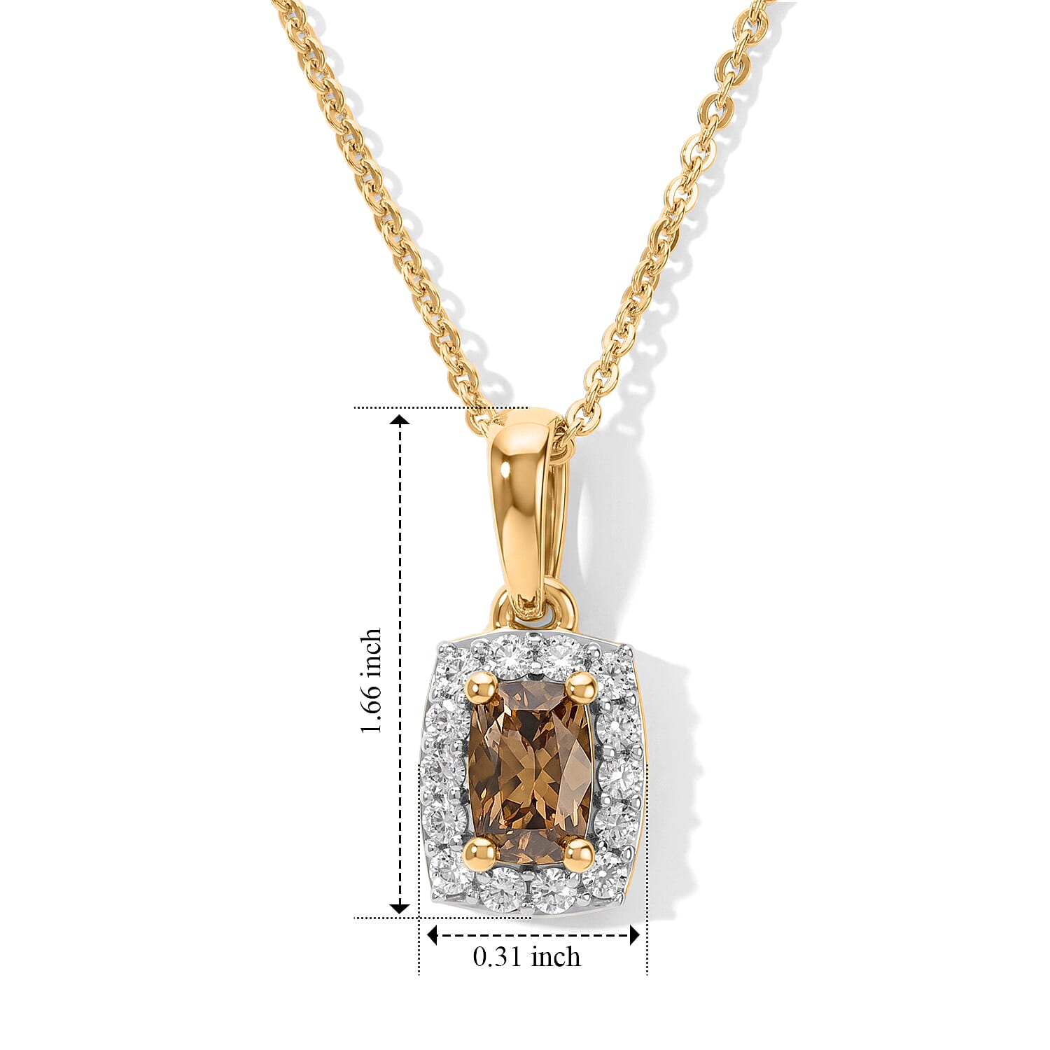 D'Joy Premium Golden Tanzanite and Moissanite 0.75 ctw Pendant Necklace in 18K Vermeil Yellow Gold Over Sterling Silver 20 Inches