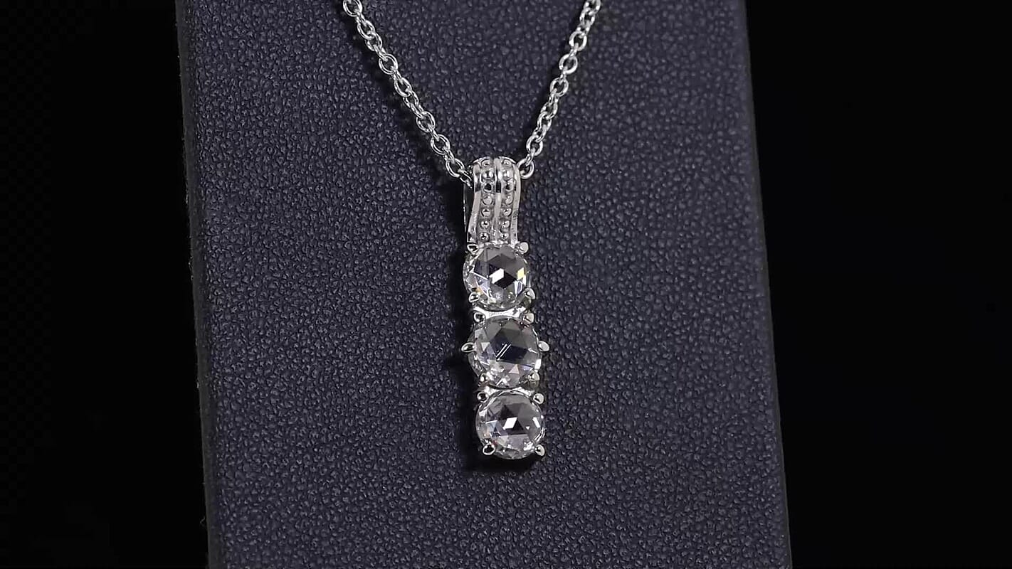 EverTrue Simulated Diamond Pendant Necklace 20 Inches in Stainless Steel 4.00 ctw