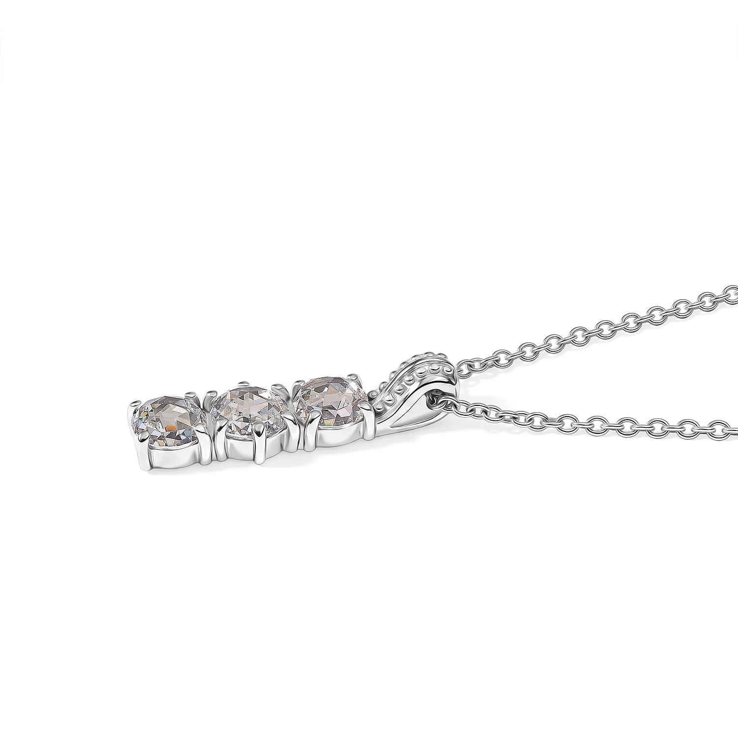EverTrue Simulated Diamond Pendant Necklace in Stainless Steel 20 Inches