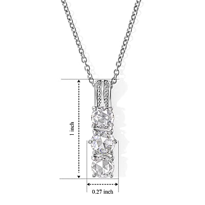 EverTrue Simulated Diamond Pendant Necklace in Stainless Steel 20 Inches