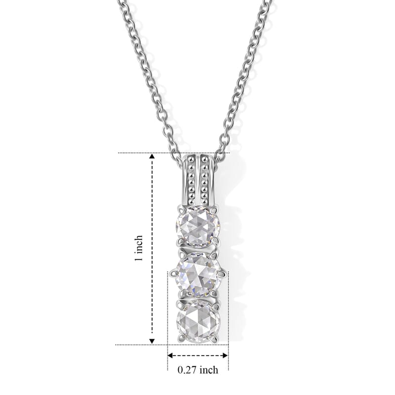 EverTrue Simulated Diamond Trinity Pendant Necklace in Stainless Steel 20 Inches