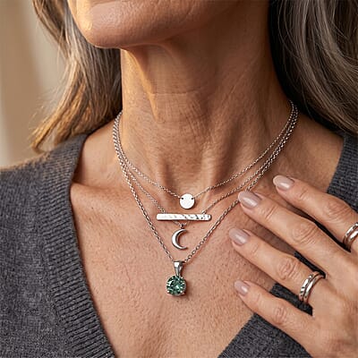 D'Joy Green Moissanite 2.00 ctw Pendant Necklace in Rhodium Over Sterling Silver (20 Inches)