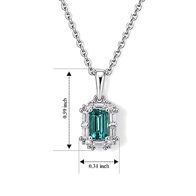 D'Joy AAA Monte Belo Indicolite and Moissanite 0.50 ctw Pendant Necklace in Rhodium Over Sterling Silver 20 Inches
