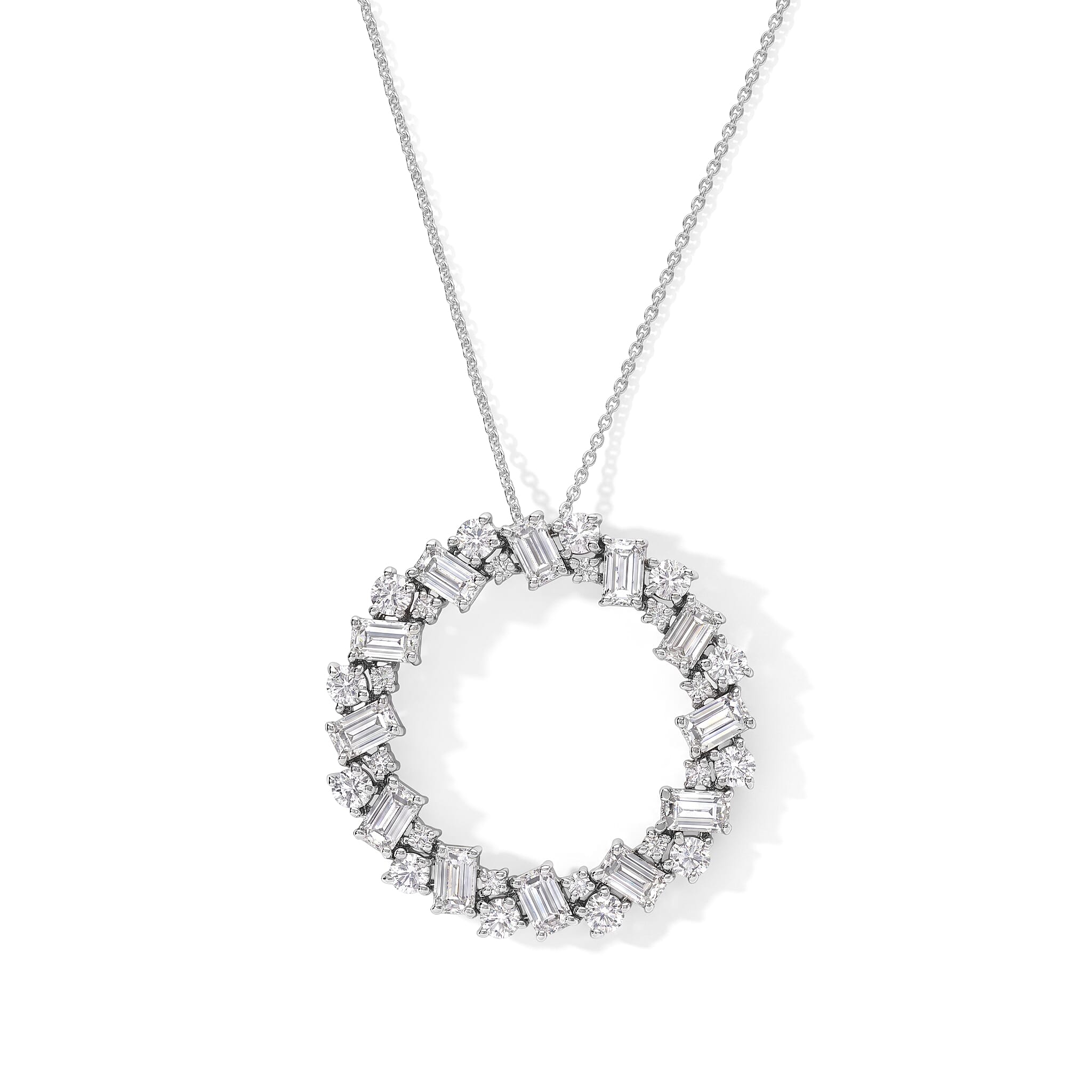 D''Joy Moissanite 5.00 ctw Pendant Necklace in Rhodium Over Sterling Silver 20 Inches
