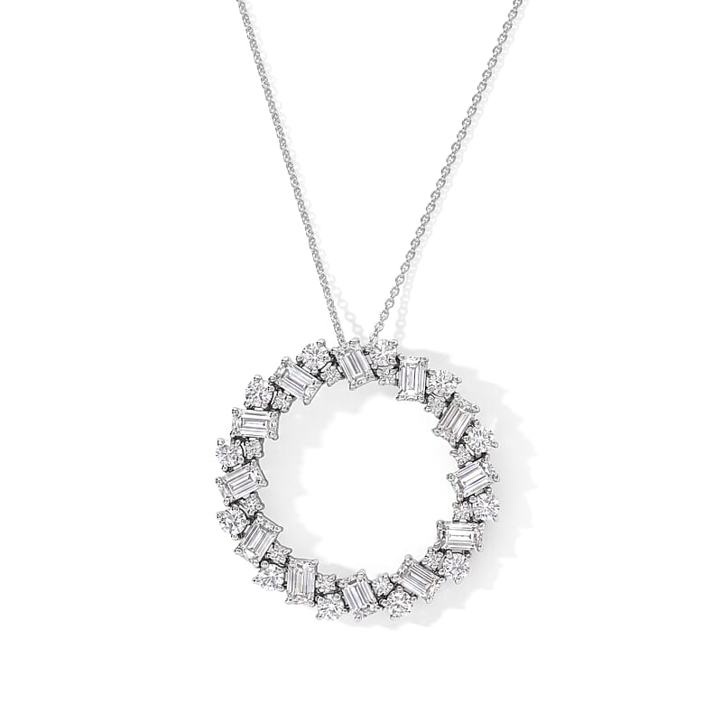 D'Joy Moissanite 5.00 ctw Pendant Necklace in Rhodium Over Sterling Silver 20 Inches