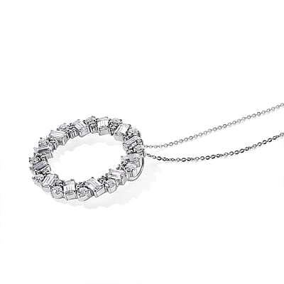 D'Joy Moissanite 5.00 ctw Pendant Necklace in Rhodium Over Sterling Silver 20 Inches