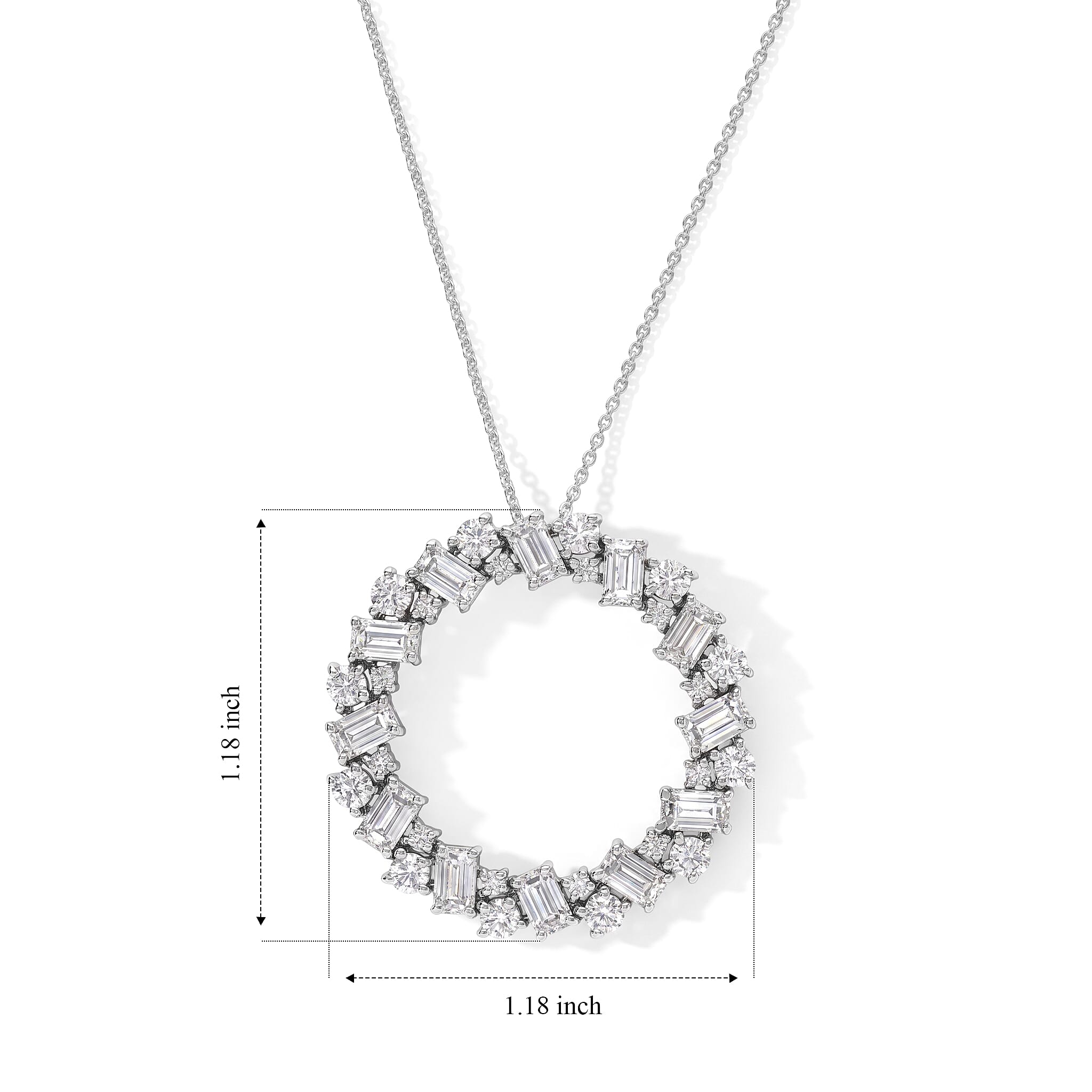 D'Joy Moissanite 5.00 ctw Pendant Necklace in Rhodium Over Sterling Silver 20 Inches
