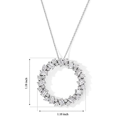 D'Joy Moissanite 5.00 ctw Pendant Necklace in Rhodium Over Sterling Silver 20 Inches