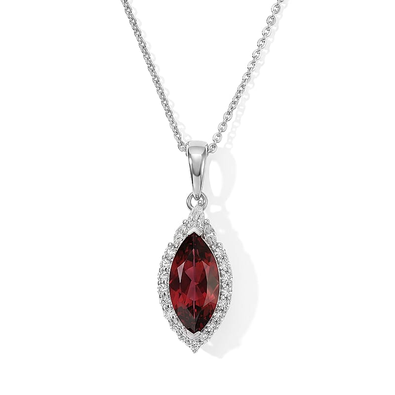 Certified and Appraised D'Joy Premium Usambara Color Change Garnet and Moissanite 2.50 ctw Pendant Necklace in Rhodium Over Sterling Silver 18 Inches