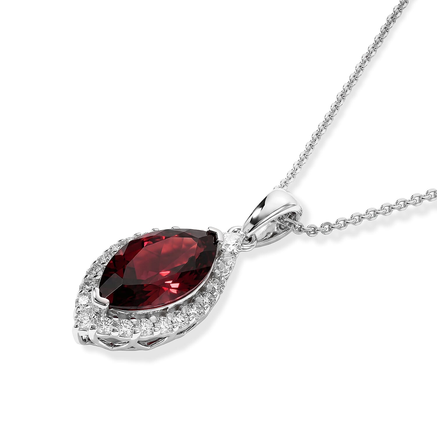 Certified and Appraised D'Joy Premium Usambara Color Change Garnet and Moissanite 2.50 ctw Pendant Necklace in Rhodium Over Sterling Silver 18 Inches