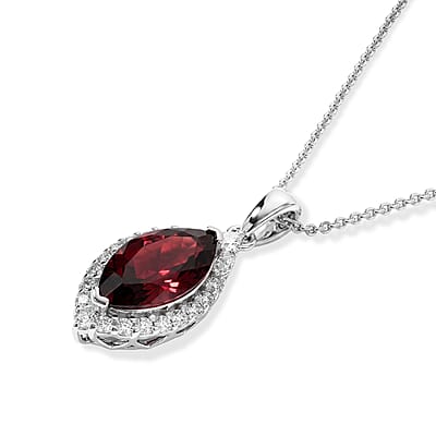 Certified and Appraised D'Joy Premium Usambara Color Change Garnet and Moissanite 2.50 ctw Pendant Necklace in Rhodium Over Sterling Silver 18 Inches