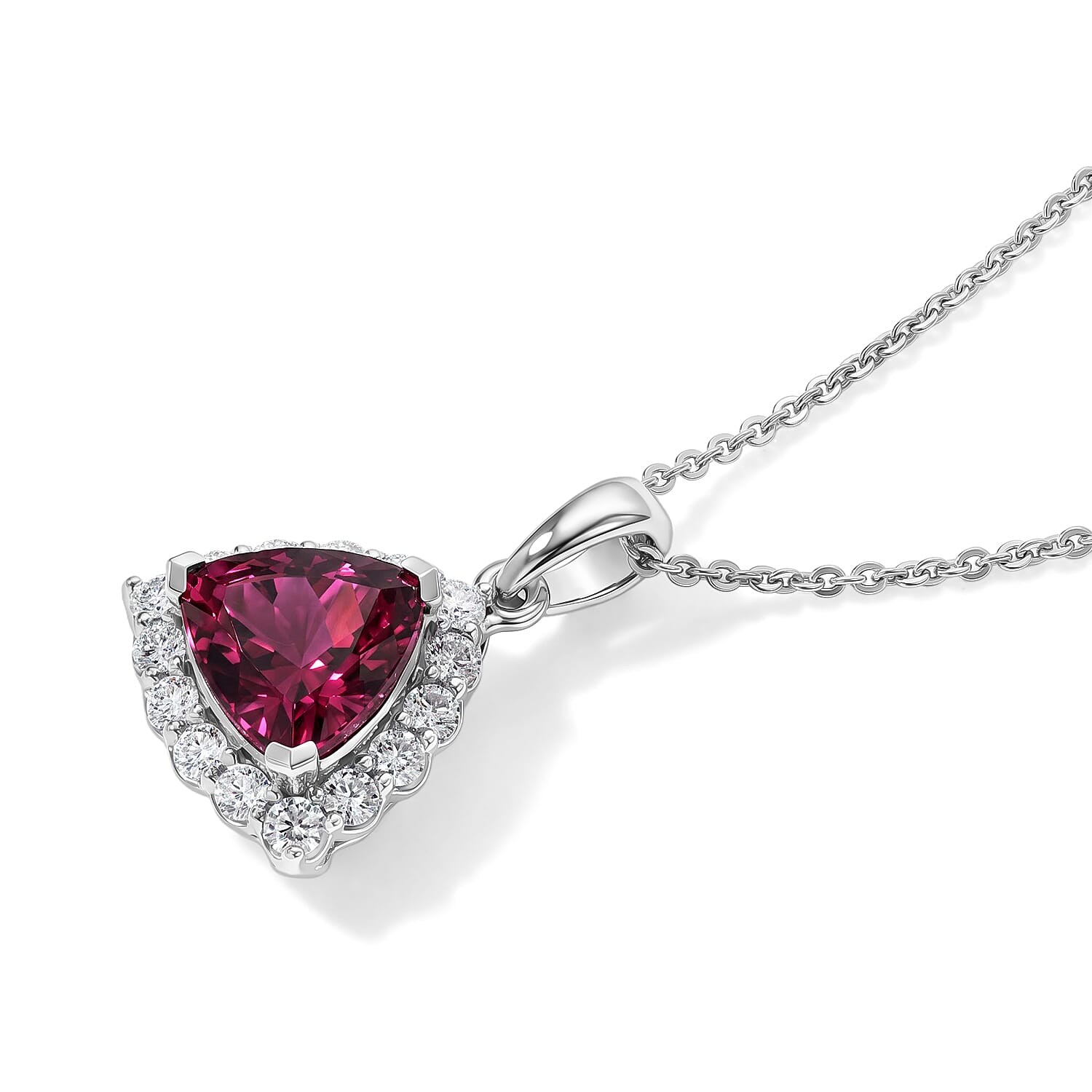Certified and Appraised D'Joy Premium Usambara Color Change Garnet and Moissanite 2.55 ctw Pendant Necklace in Rhodium Over Sterling Silver 18 Inches