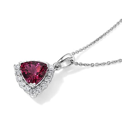 Certified and Appraised D'Joy Premium Usambara Color Change Garnet and Moissanite 2.55 ctw Pendant Necklace in Rhodium Over Sterling Silver 18 Inches
