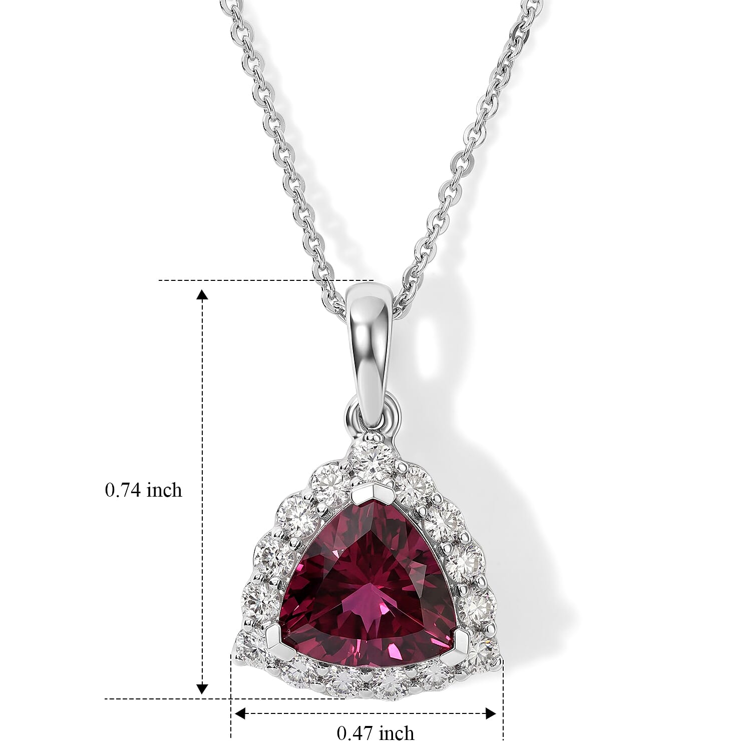 Certified and Appraised D'Joy Premium Usambara Color Change Garnet and Moissanite 2.55 ctw Pendant Necklace in Rhodium Over Sterling Silver 18 Inches