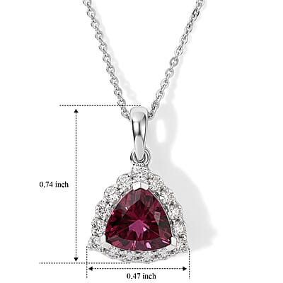 Certified and Appraised D'Joy Premium Usambara Color Change Garnet and Moissanite 2.55 ctw Pendant Necklace in Rhodium Over Sterling Silver 18 Inches