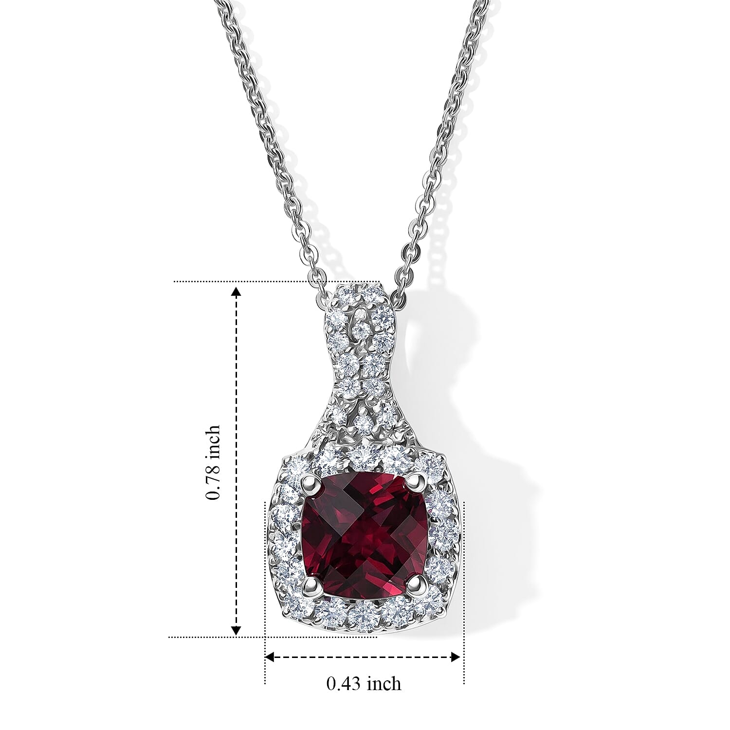 D'Joy Premium Usambara Color Change Garnet and Moissanite 2.30 ctw Pendant Necklace in Rhodium Over Sterling Silver 18 Inches