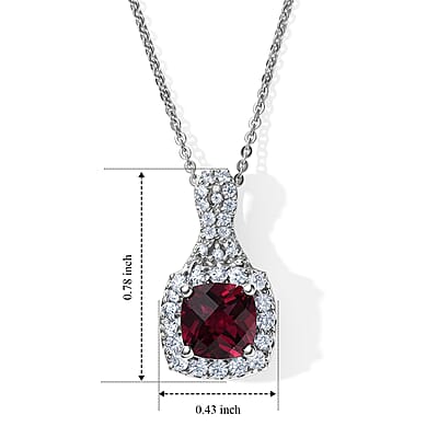 D'Joy Premium Usambara Color Change Garnet and Moissanite 2.30 ctw Pendant Necklace in Rhodium Over Sterling Silver 18 Inches