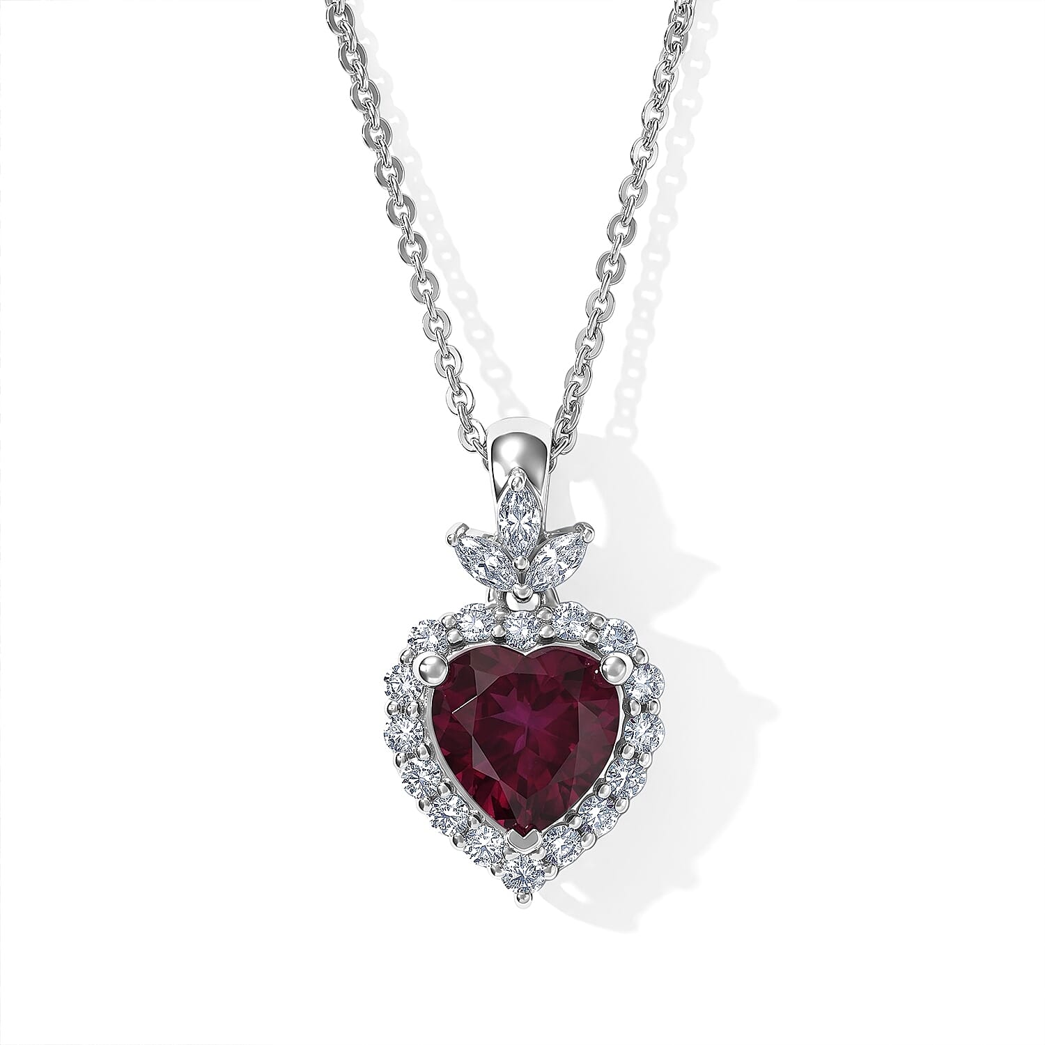 D'Joy Premium Usambara Color Change Garnet and Moissanite 1.90 ctw Pendant Necklace in Rhodium Over Sterling Silver 18 Inches