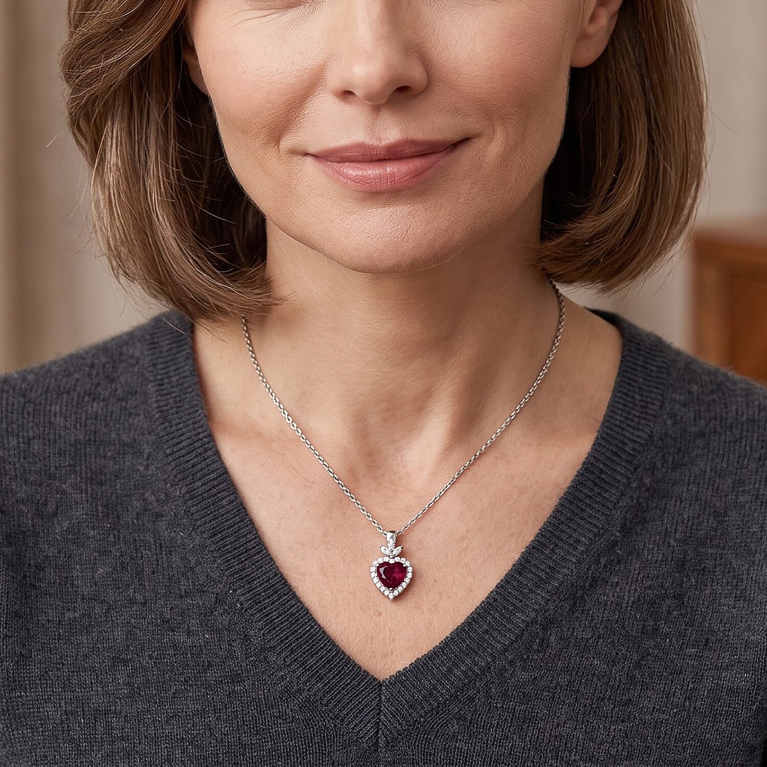 D'Joy Premium Usambara Color Change Garnet and Moissanite 1.90 ctw Pendant Necklace in Rhodium Over Sterling Silver 18 Inches