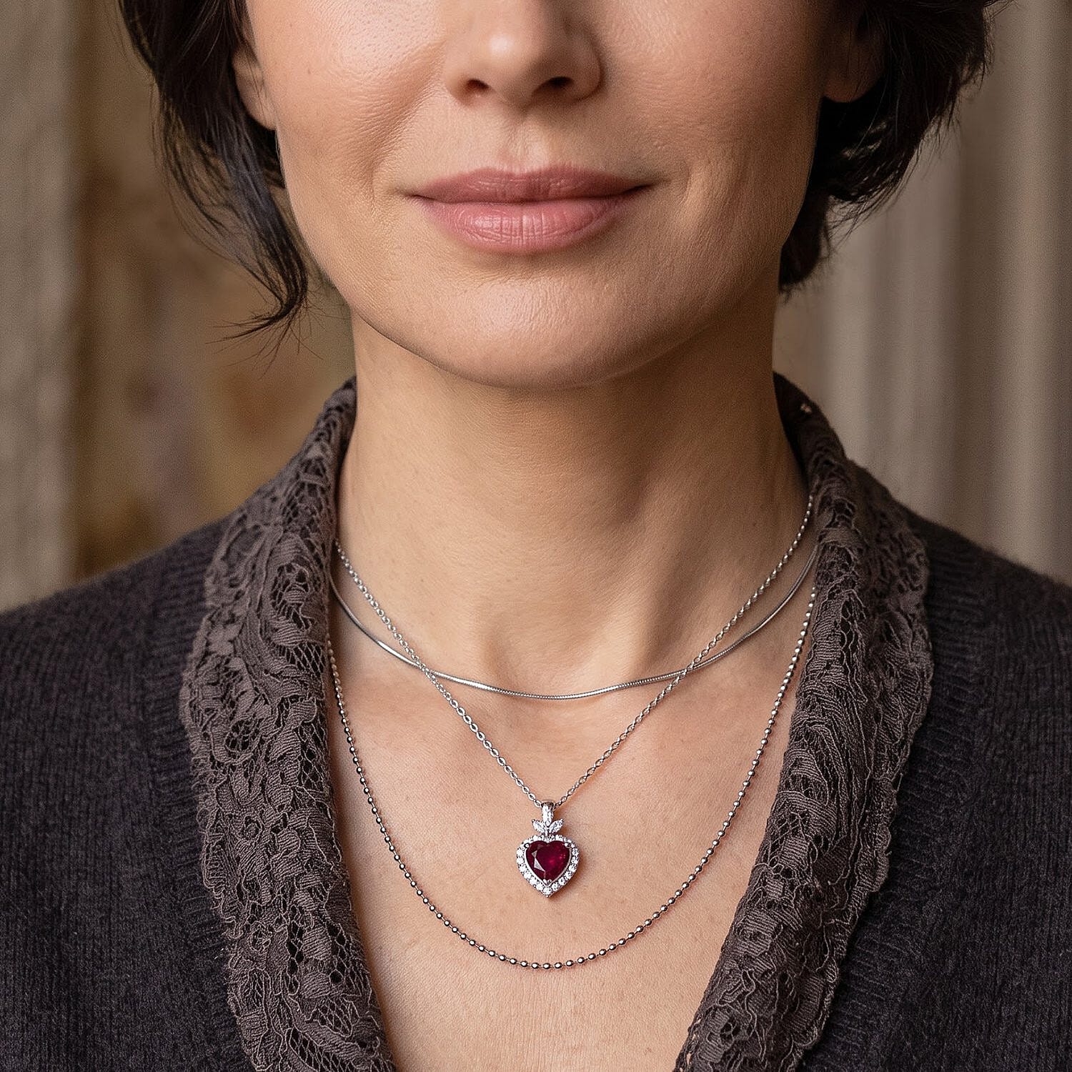 D'Joy Premium Usambara Color Change Garnet and Moissanite 1.90 ctw Pendant Necklace in Rhodium Over Sterling Silver 18 Inches