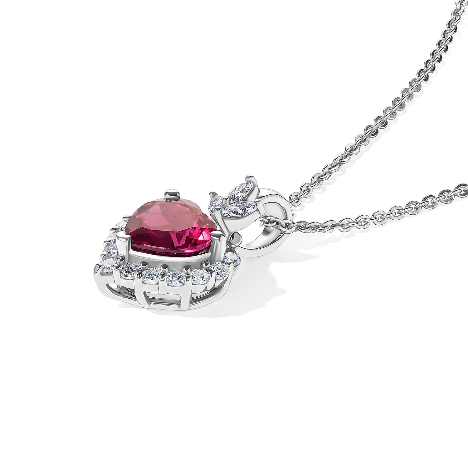 D'Joy Premium Usambara Color Change Garnet and Moissanite 1.90 ctw Pendant Necklace in Rhodium Over Sterling Silver 18 Inches
