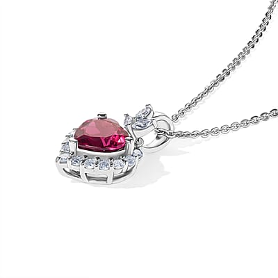 D'Joy Premium Usambara Color Change Garnet and Moissanite 1.90 ctw Pendant Necklace in Rhodium Over Sterling Silver 18 Inches