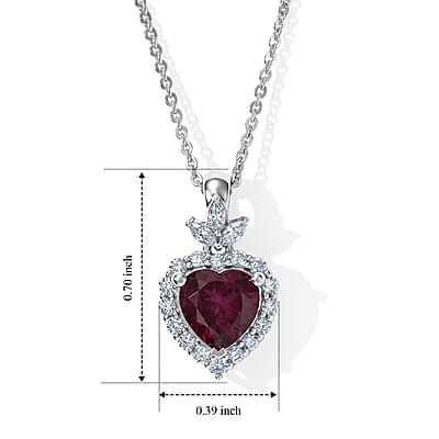 D'Joy Premium Usambara Color Change Garnet and Moissanite 1.90 ctw Pendant Necklace in Rhodium Over Sterling Silver 18 Inches