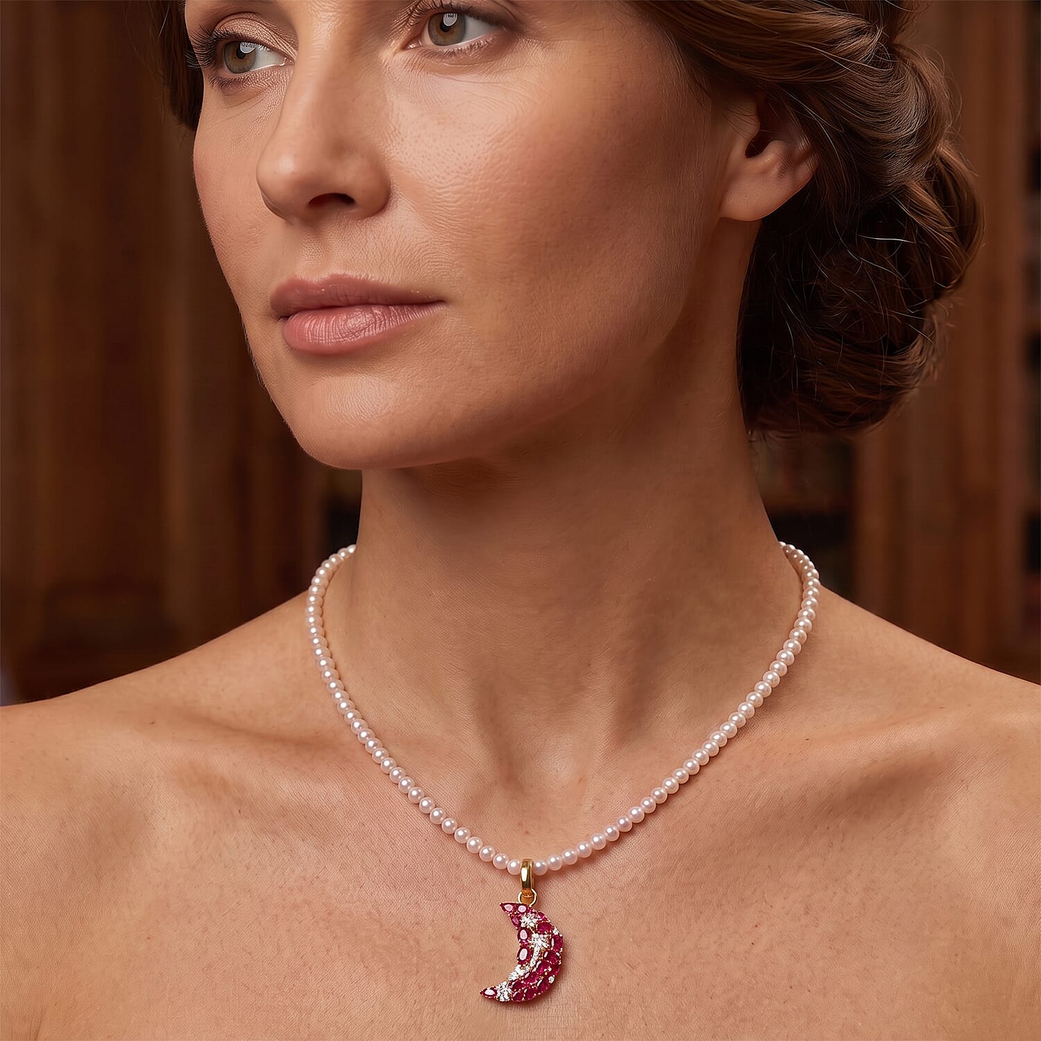 GP Celestial Dream Collection Premium Niassa Ruby (FF) and Multi Gemstone 4.50 ctw Pendant Necklace (20 Inches) in 18K Vermeil Yellow Gold Over Sterling Silver