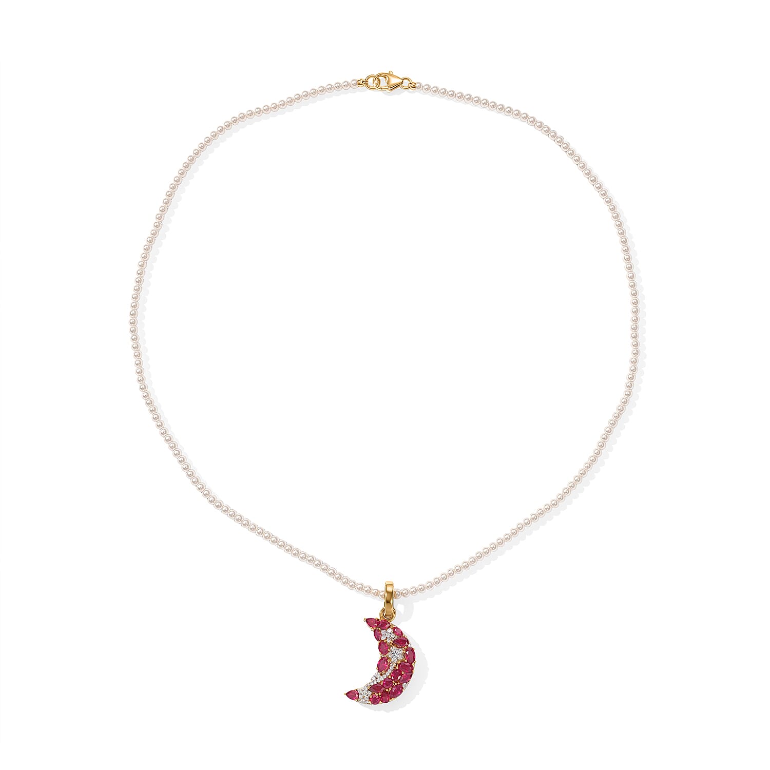 GP Celestial Dream Collection Premium Niassa Ruby (FF) and Multi Gemstone 4.50 ctw Pendant Necklace (20 Inches) in 18K Vermeil Yellow Gold Over Sterling Silver