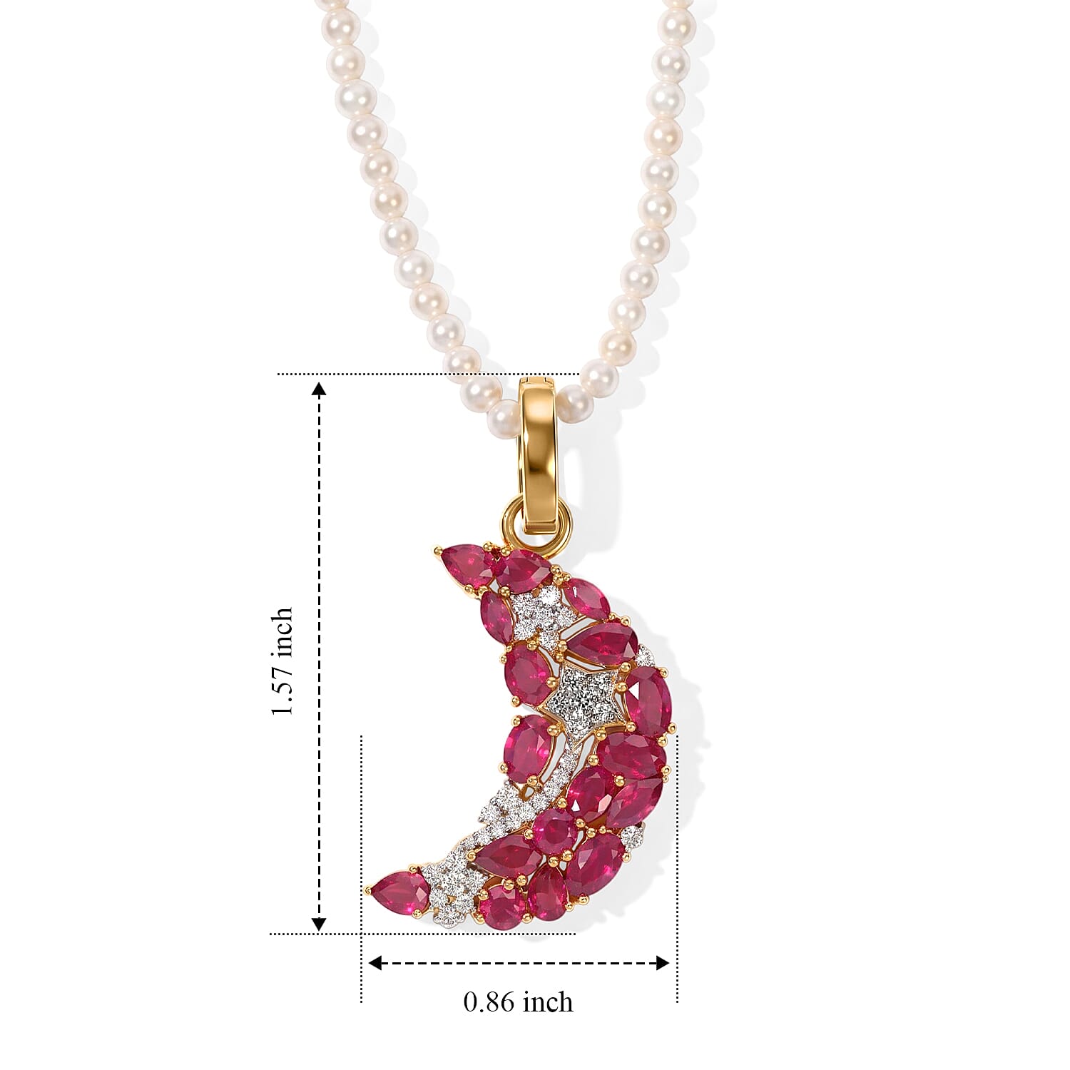 GP Celestial Dream Collection Premium Niassa Ruby (FF) and Multi Gemstone 4.50 ctw Pendant Necklace (20 Inches) in 18K Vermeil Yellow Gold Over Sterling Silver