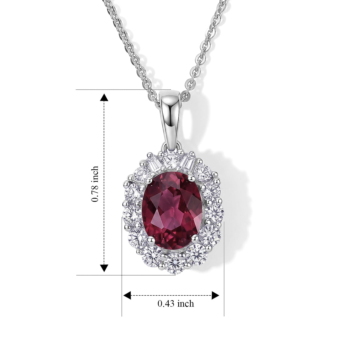 D'Joy Premium Usambara Color Change Garnet and Moissanite 2.10 ctw Pendant Necklace in Rhodium Over Sterling Silver 18 Inches