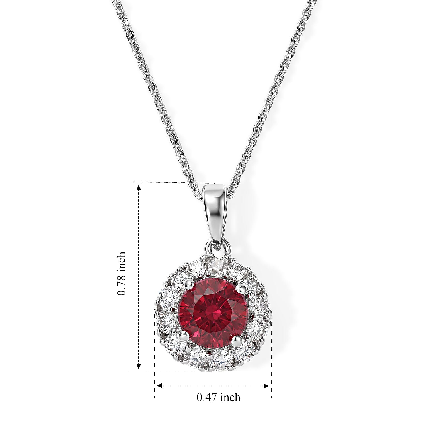 D'Joy Premium Usambara Color Change Garnet and Moissanite 2.20 ctw Pendant Necklace in Rhodium Over Sterling Silver 18 Inches