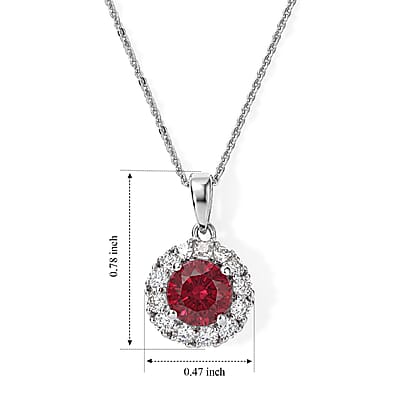 D'Joy Premium Usambara Color Change Garnet and Moissanite 2.20 ctw Pendant Necklace in Rhodium Over Sterling Silver 18 Inches