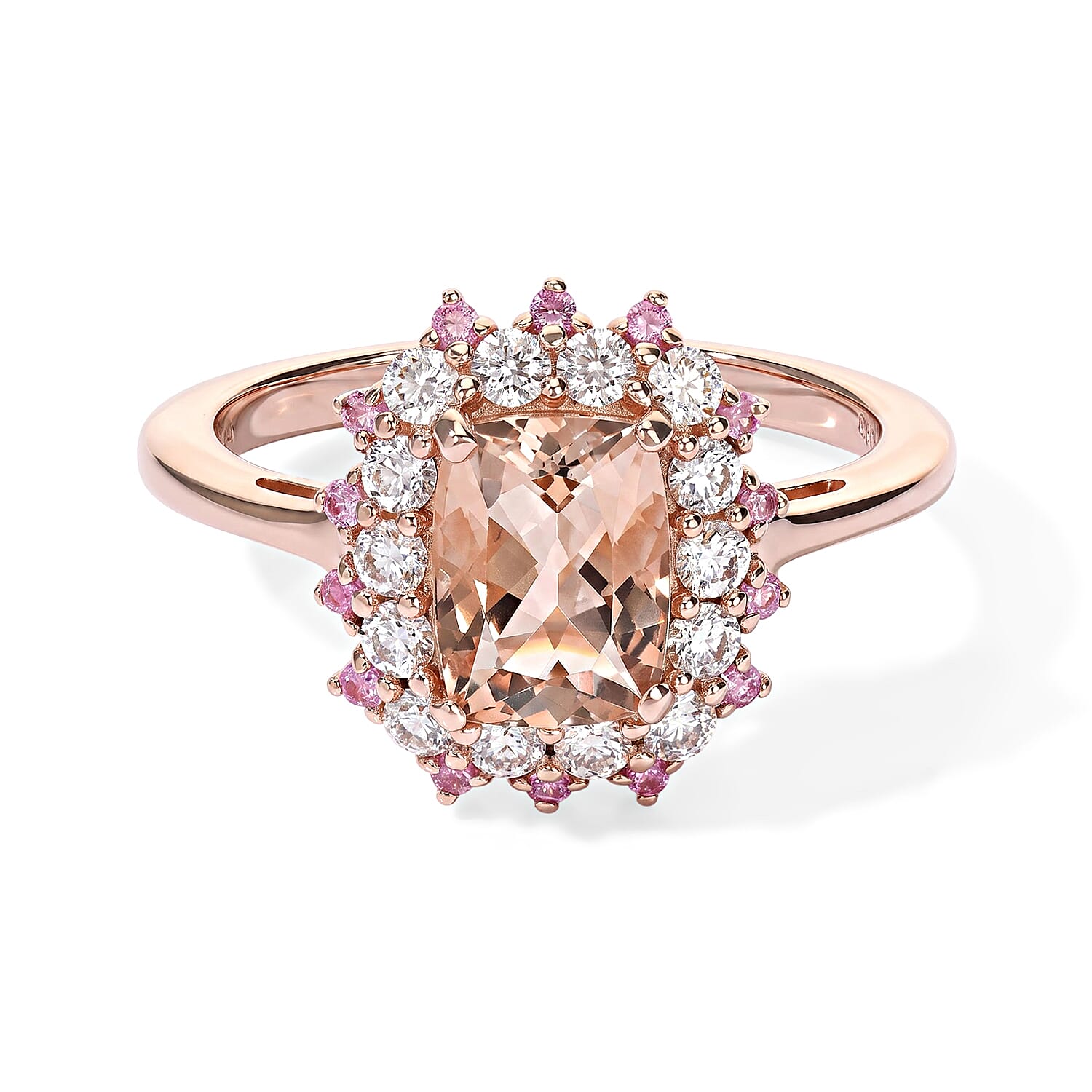 D'Joy Premium Marropino Morganite and Multi Gemstone 1.90 ctw Pendant Necklace in 18K Vermeil Rose Gold Over Sterling Silver 20 Inches
