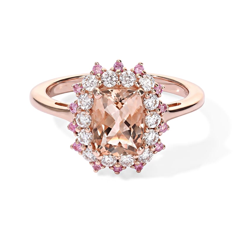 D'Joy Premium Marropino Morganite and Multi Gemstone 1.90 ctw Pendant Necklace in 18K Vermeil Rose Gold Over Sterling Silver 20 Inches