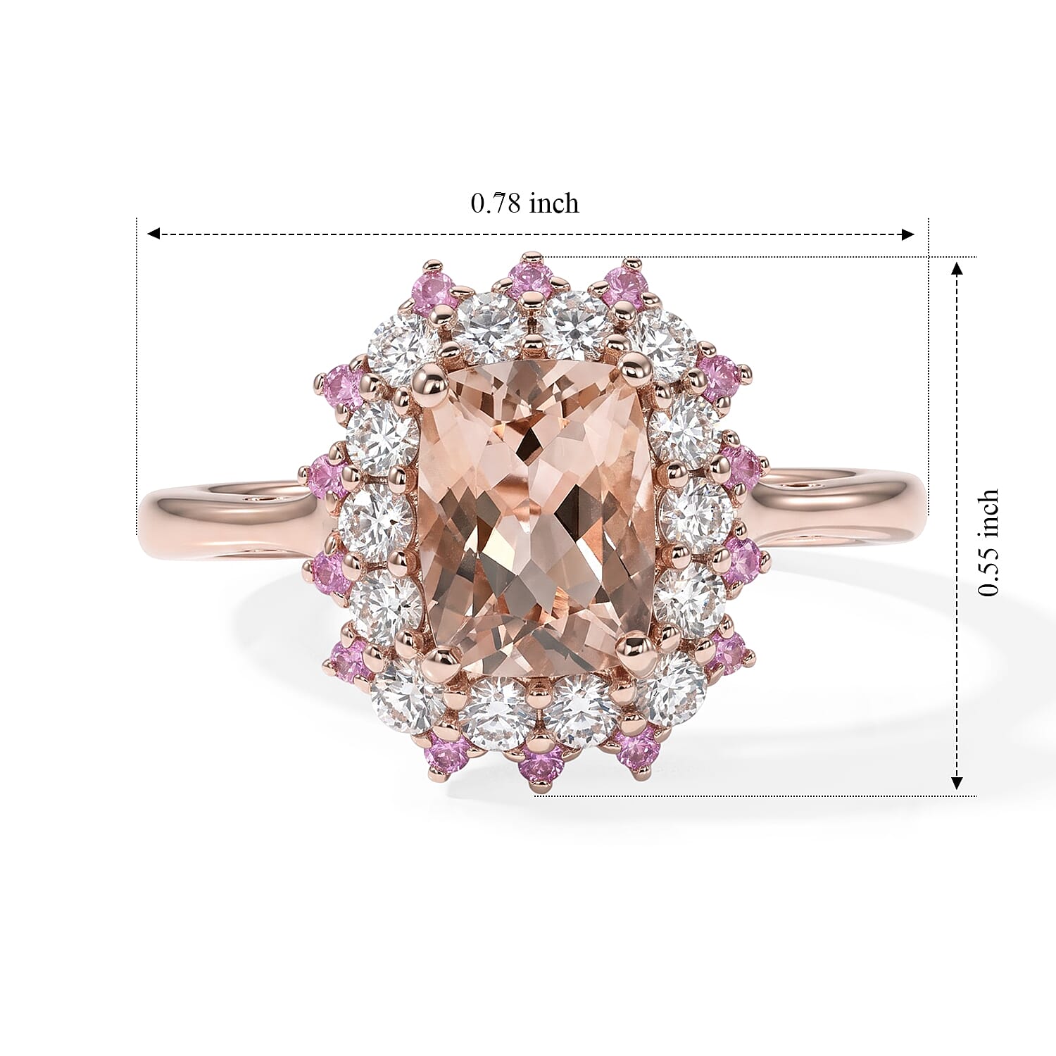 D'Joy Premium Marropino Morganite and Multi Gemstone 1.90 ctw Pendant Necklace in 18K Vermeil Rose Gold Over Sterling Silver 20 Inches