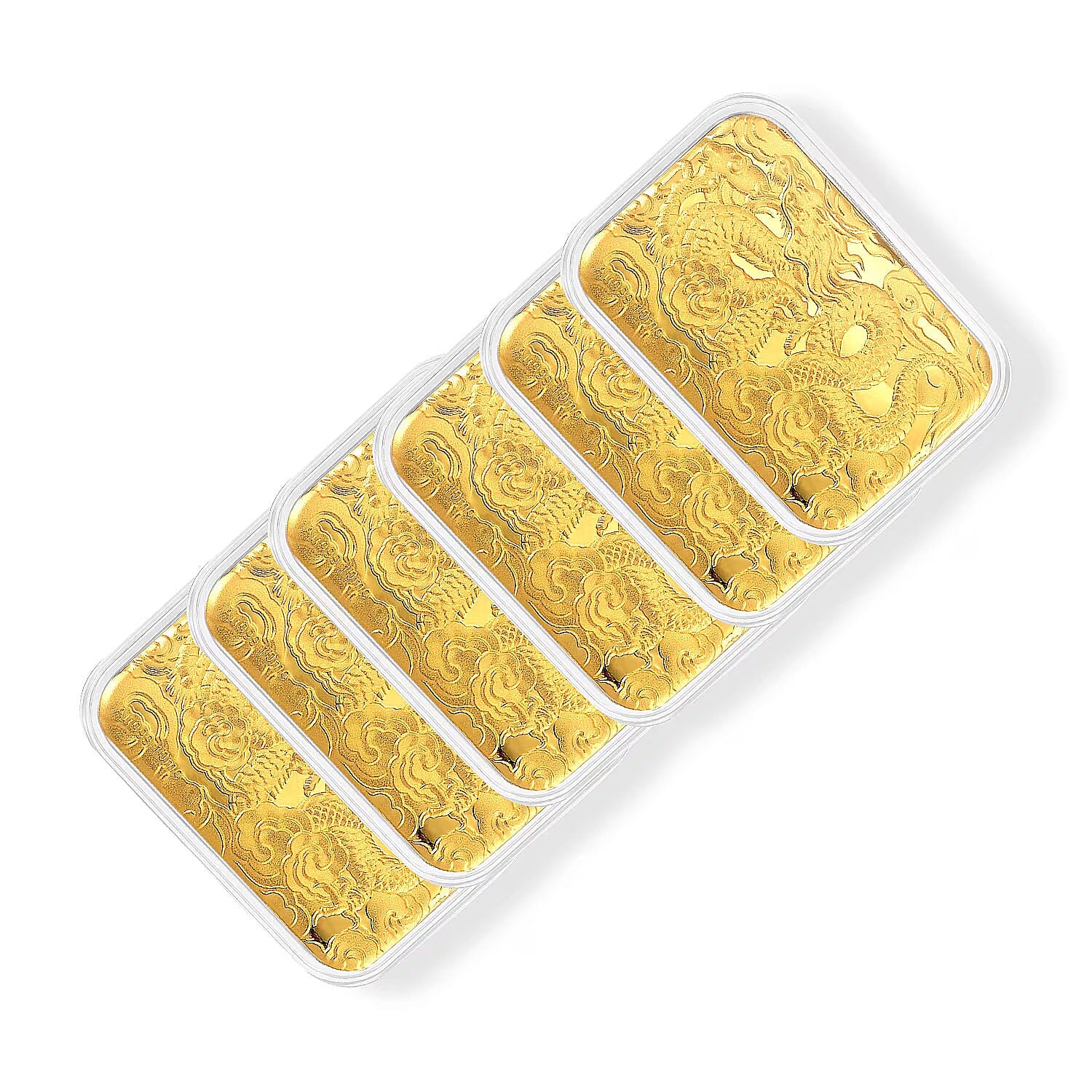 Set of 6 - Dragon's Fortune Power and Prosperity, Struck in Pure Gold