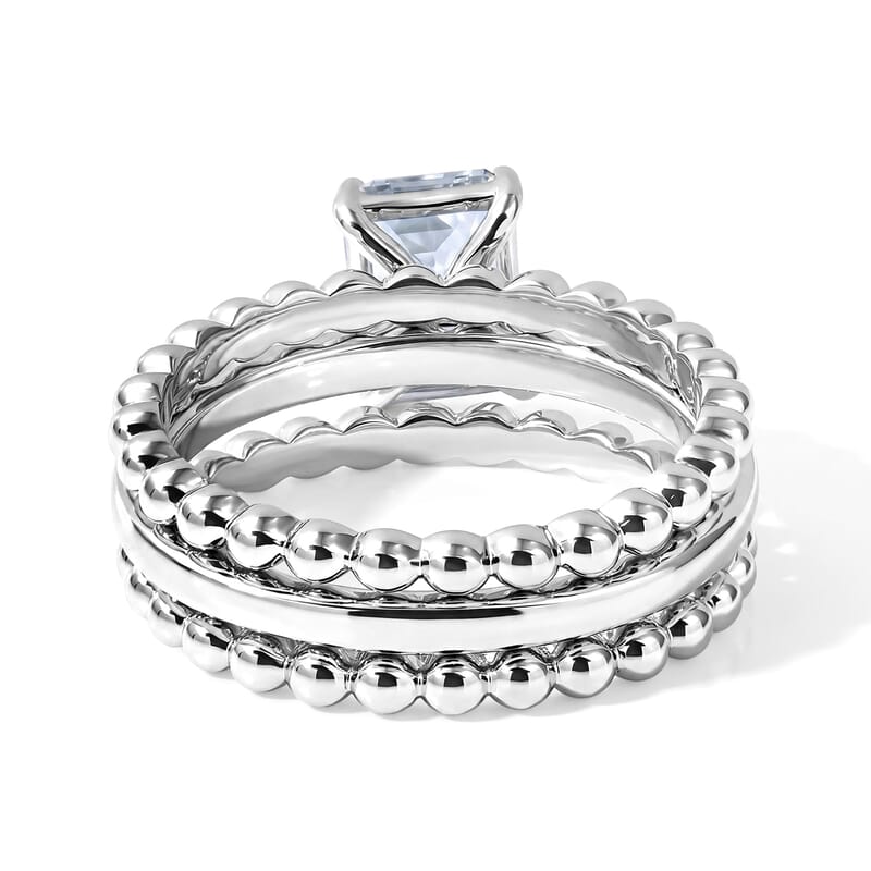 D'Joy Premium Mangoro Aquamarine 1.40 ctw Set of 3 Sailors Knot Ring in Rhodium Over Sterling Silver (Size 5.0)