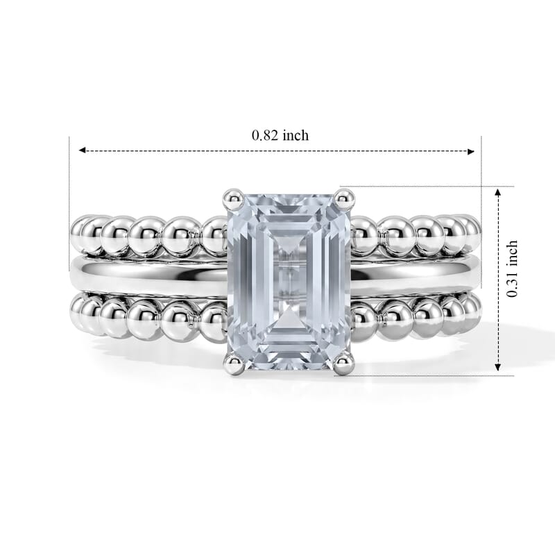 D'Joy Premium Mangoro Aquamarine 1.40 ctw Set of 3 Sailors Knot Ring in Rhodium Over Sterling Silver (Size 5.0)
