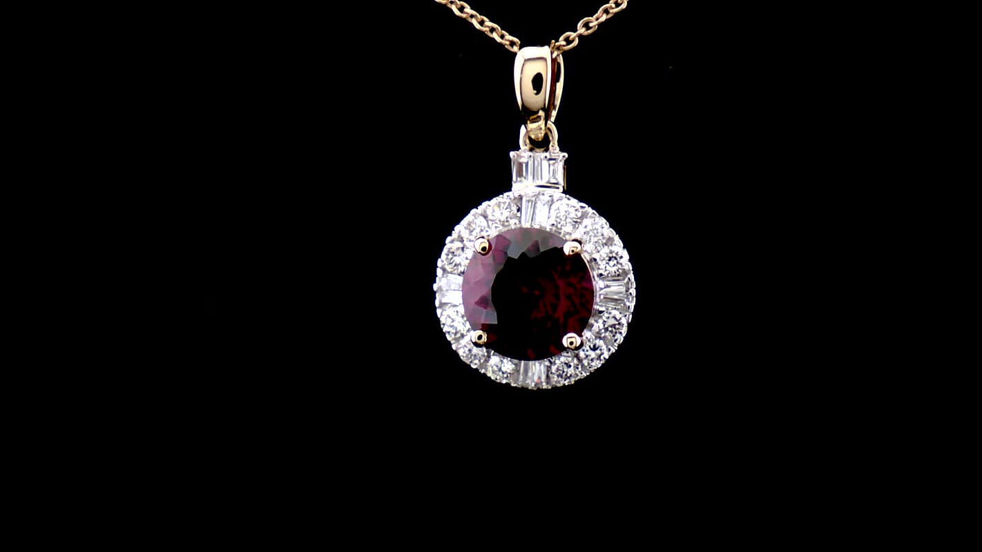 Certified & Appraised 10K Yellow Gold AAA Usambara Color Change Garnet, Luxuriant Lab Grown Diamond (GH, SI) (0.53 cts) Pendant Necklace (18 Inches) 3.50 ctw