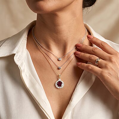 Certified & Appraised AAA Usambara Color Change Garnet and Luxuriant Lab Grown Diamond GH SI 3.50 ctw Pendant Necklace in 10K Yellow Gold 18 Inches