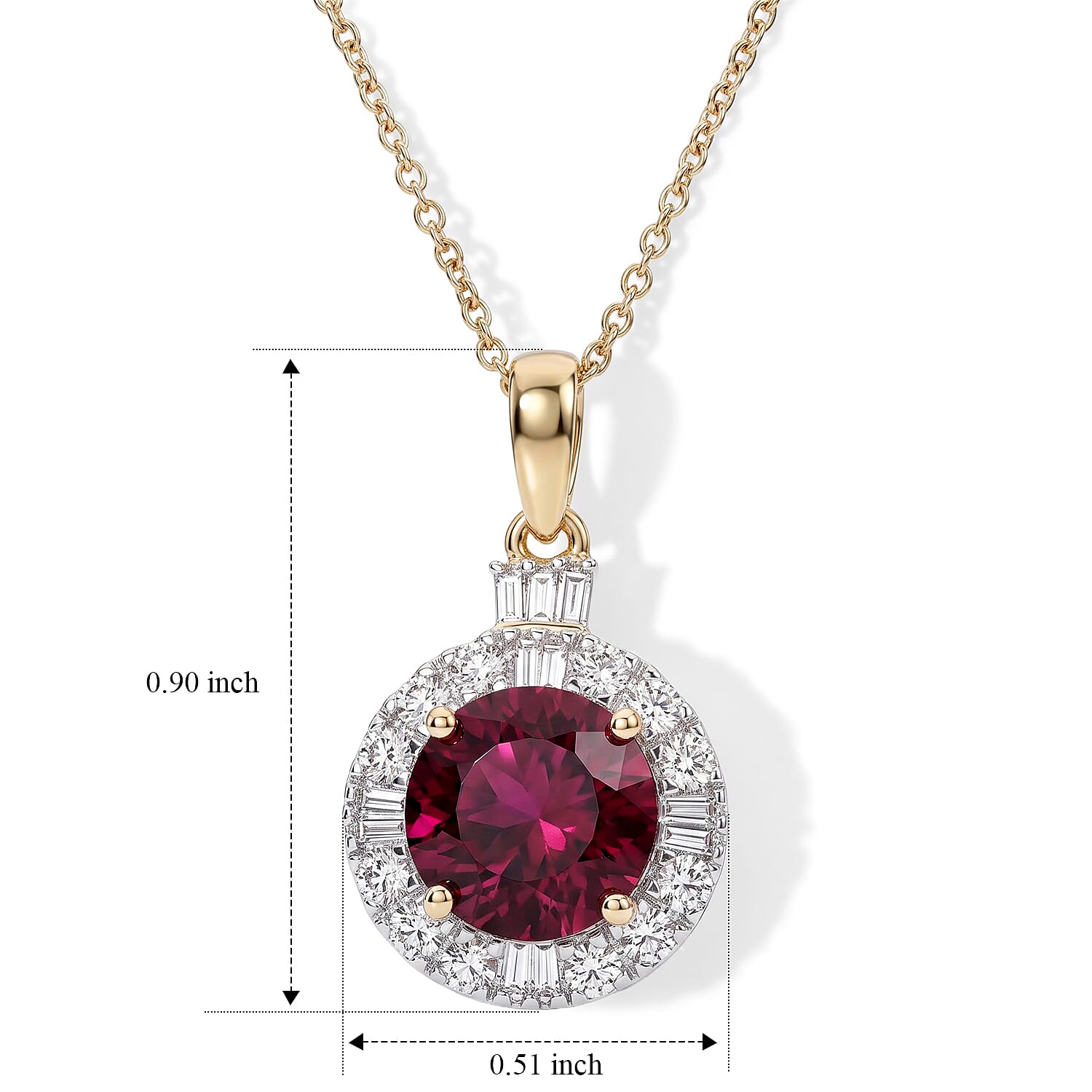 Certified & Appraised AAA Usambara Color Change Garnet and Luxuriant Lab Grown Diamond GH SI 3.50 ctw Pendant Necklace in 10K Yellow Gold 18 Inches