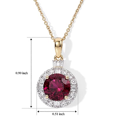 Certified & Appraised AAA Usambara Color Change Garnet and Luxuriant Lab Grown Diamond GH SI 3.50 ctw Pendant Necklace in 10K Yellow Gold 18 Inches