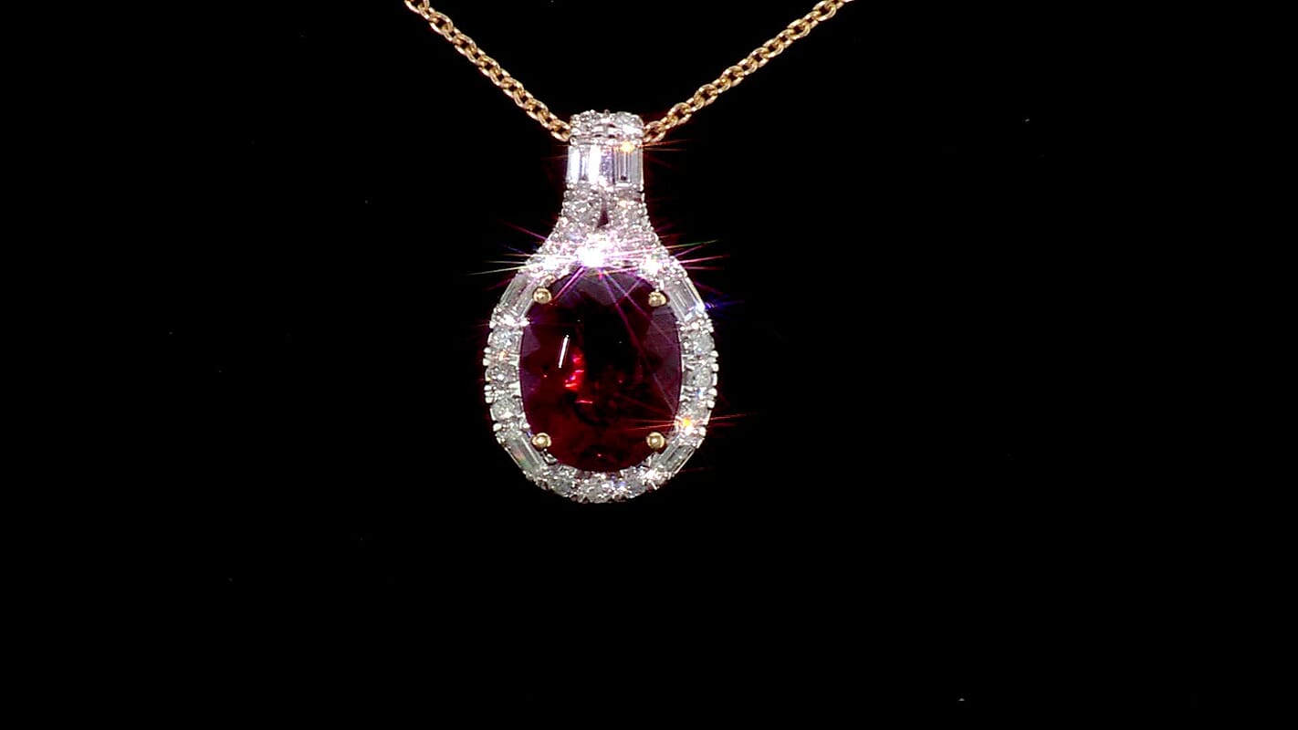 Certified & Appraised 10K Yellow Gold AAA Usambara Color Change Garnet, Luxuriant Lab Grown Diamond (GH, SI) (0.40 cts) Pendant Necklace (18 Inches) 3.90 ctw