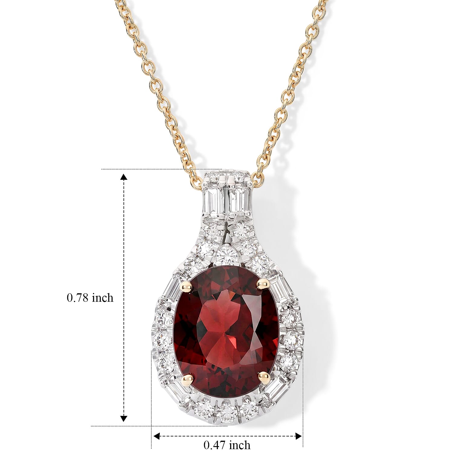 Certified & Appraised AAA Usambara Color Change Garnet and Luxuriant Lab Grown Diamond GH SI 3.90 ctw Pendant Necklace in 10K Yellow Gold 18 Inches
